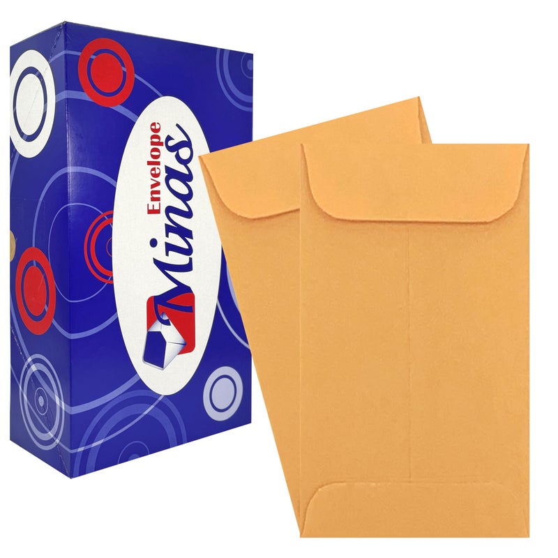 Minas Envelope 500 Minas Envelope - #7 Coin and Cash Envelopes, 24lb Kraft Paper, 3.5 x 6.5 Inches, 500 Count, Gummed Flap, for Storage, Jewelry and Small Parts, 500 Count - Image 1